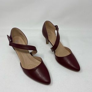 Journee Collection Deep Red Ankle Strap Heels